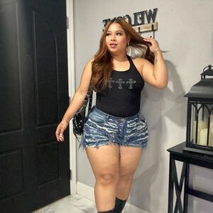 Distressed Denim Shorts